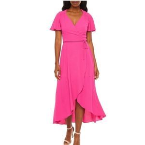 NWT! PREMIER AMOUR FLUTTER SLEEVE FAUX WRAP DRESS